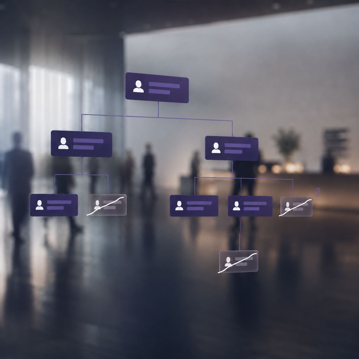 An org chart with roles crossed out and out of date, where no one knows who to contact anymore.